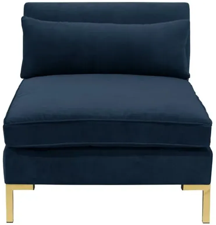 Marceau Velvet Slipper Chair - Handcrafted - Blue