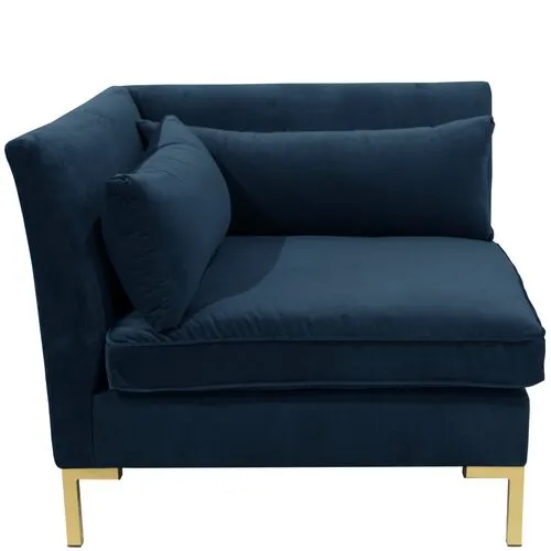 Marceau Velvet Corner Chair - Blue