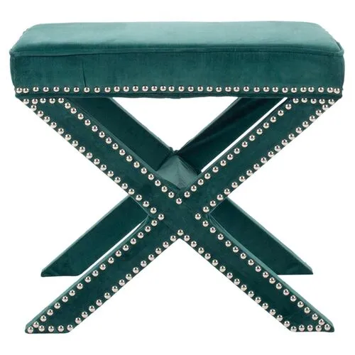 Palmer Ottoman - Marine/Silver - Green