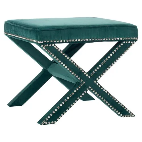 Palmer Ottoman - Marine/Silver - Green