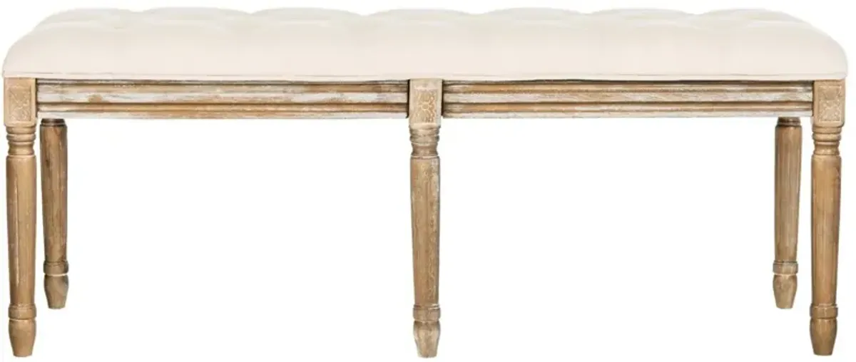 Myrina Tufted Bench, Beige Linen