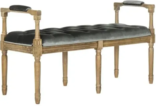 Leilani Tufted Bench - Gray Velvet