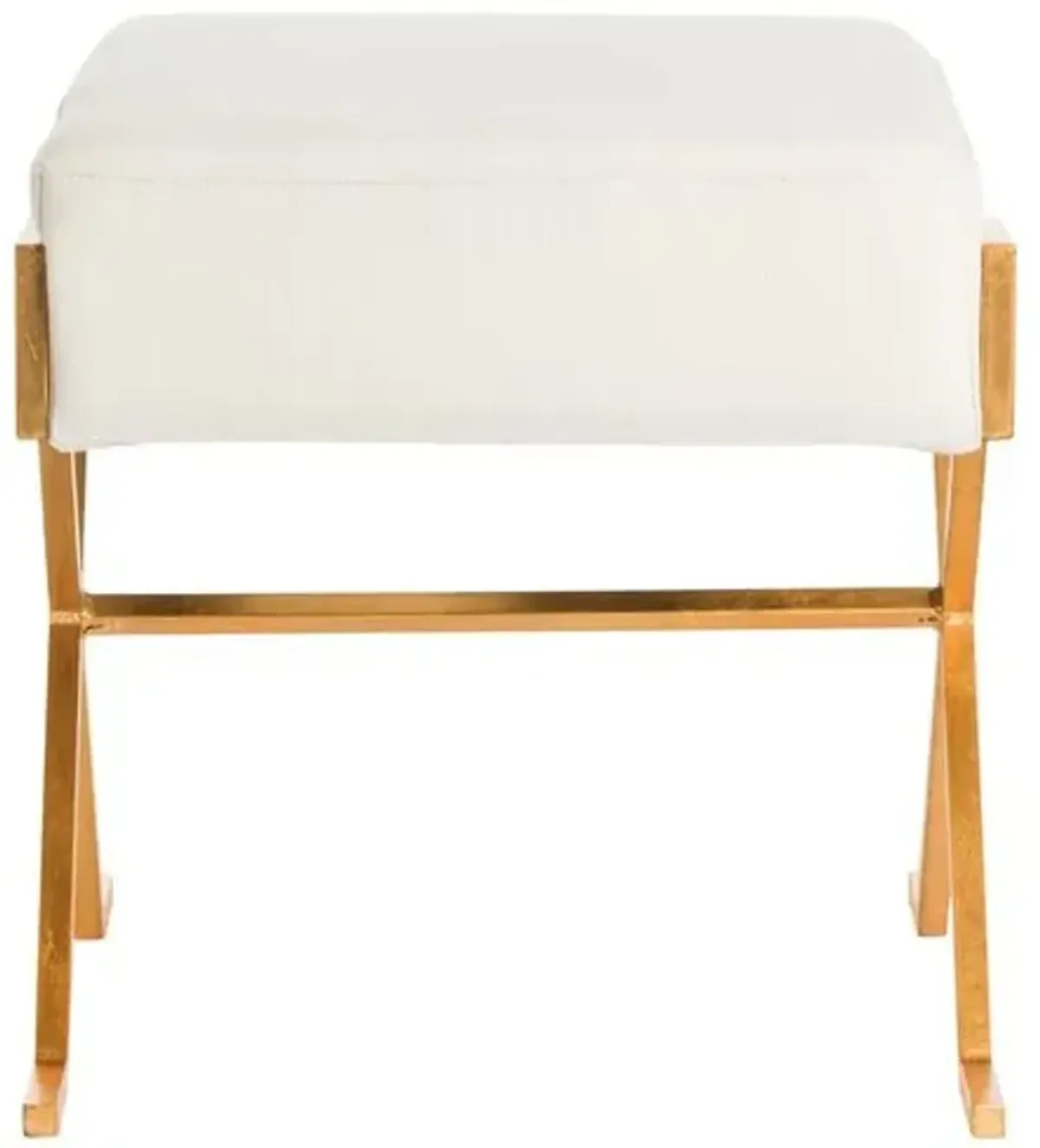 Mikal Ottoman - Gold Linen - White