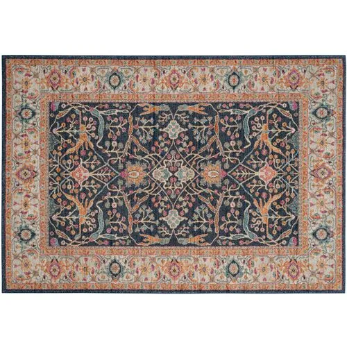 Emily Rug - Navy/Orange - Blue - Blue