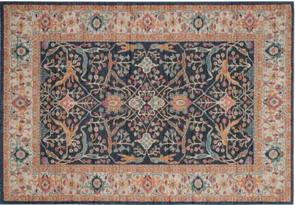 Emily Rug - Navy/Orange - Blue - Blue