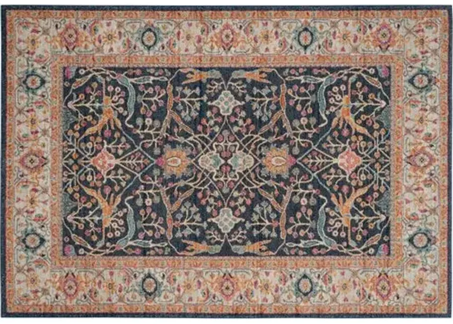 Emily Rug - Navy/Orange - Blue - Blue