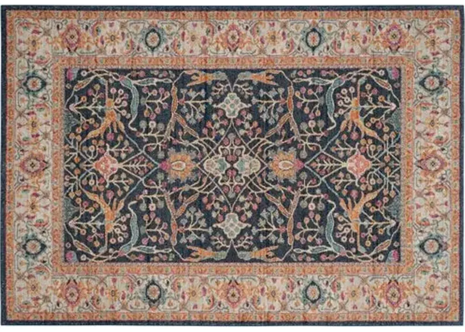 Emily Rug - Navy/Orange - Blue - Blue