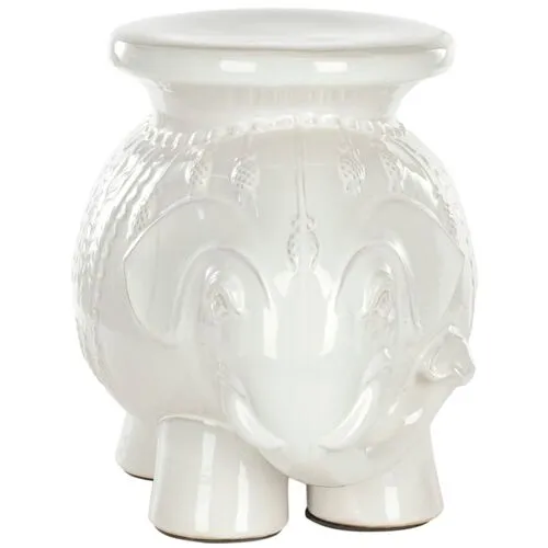 Elephant Garden Stool - White