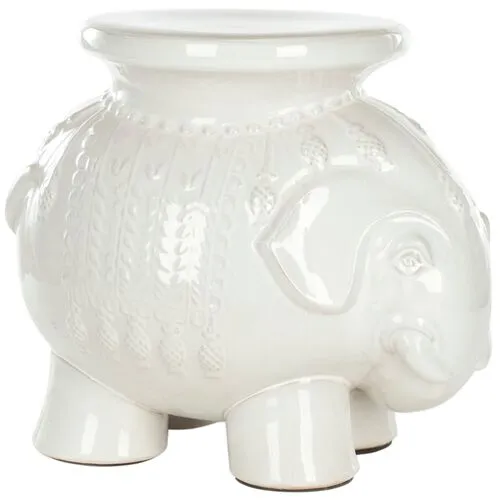 Elephant Garden Stool - White