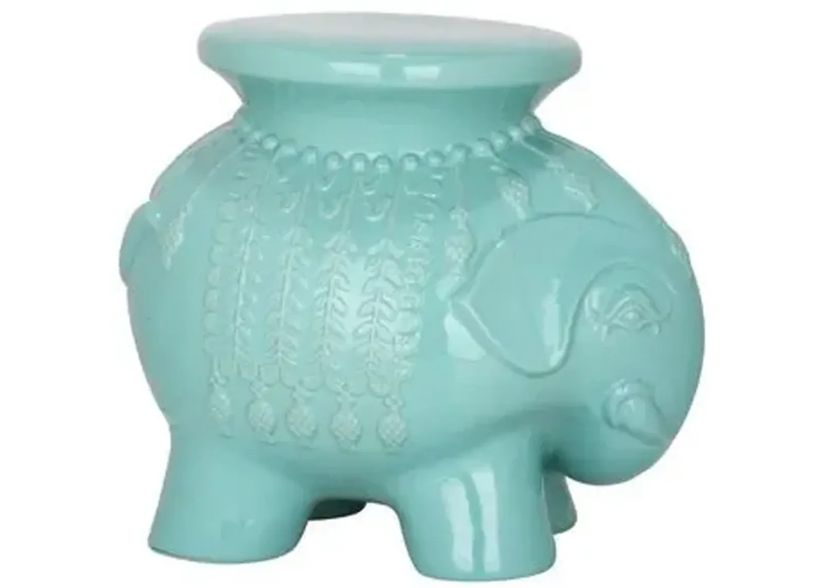 Elephant Garden Stool - Aqua