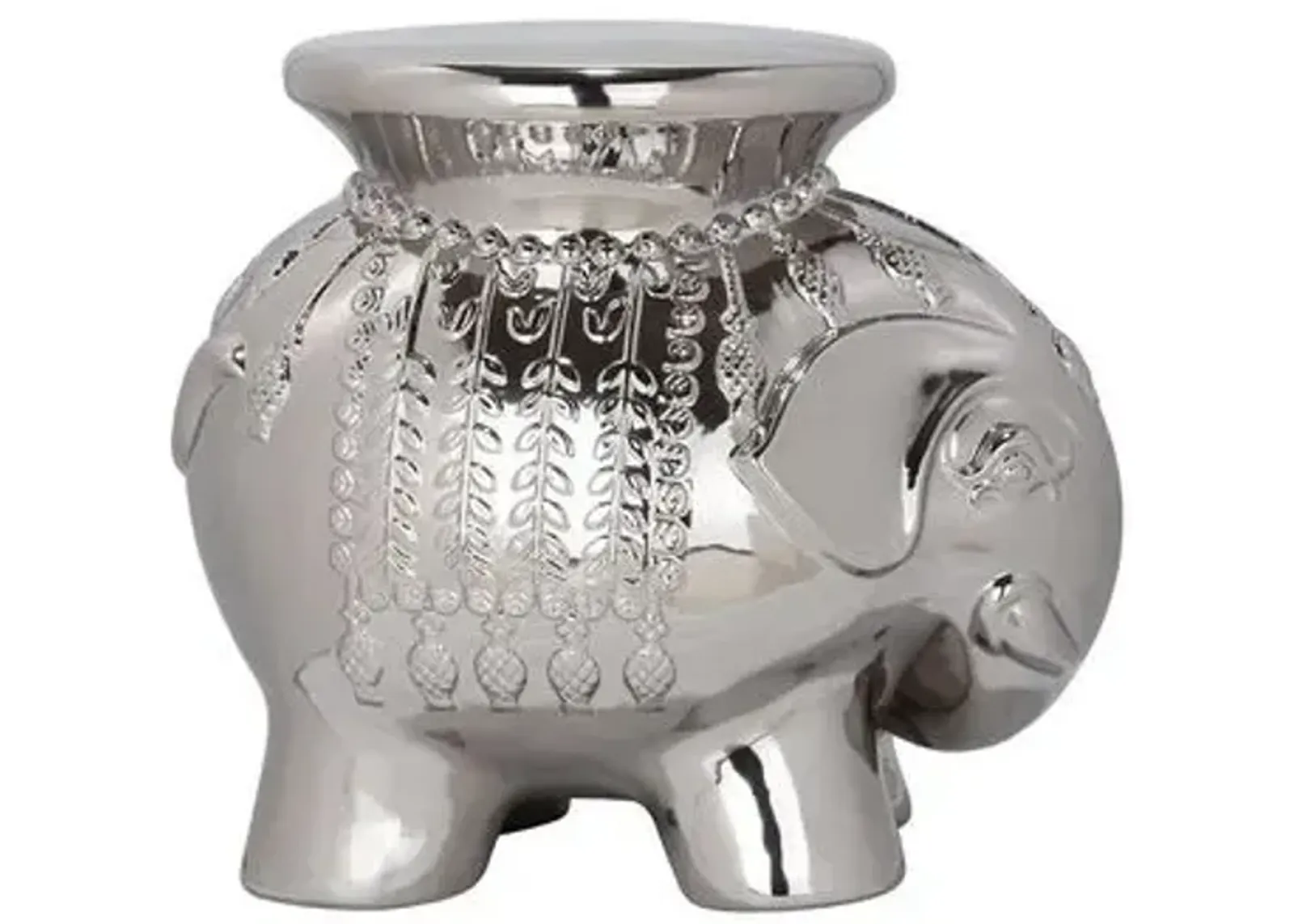 Elephant Garden Stool - Silver