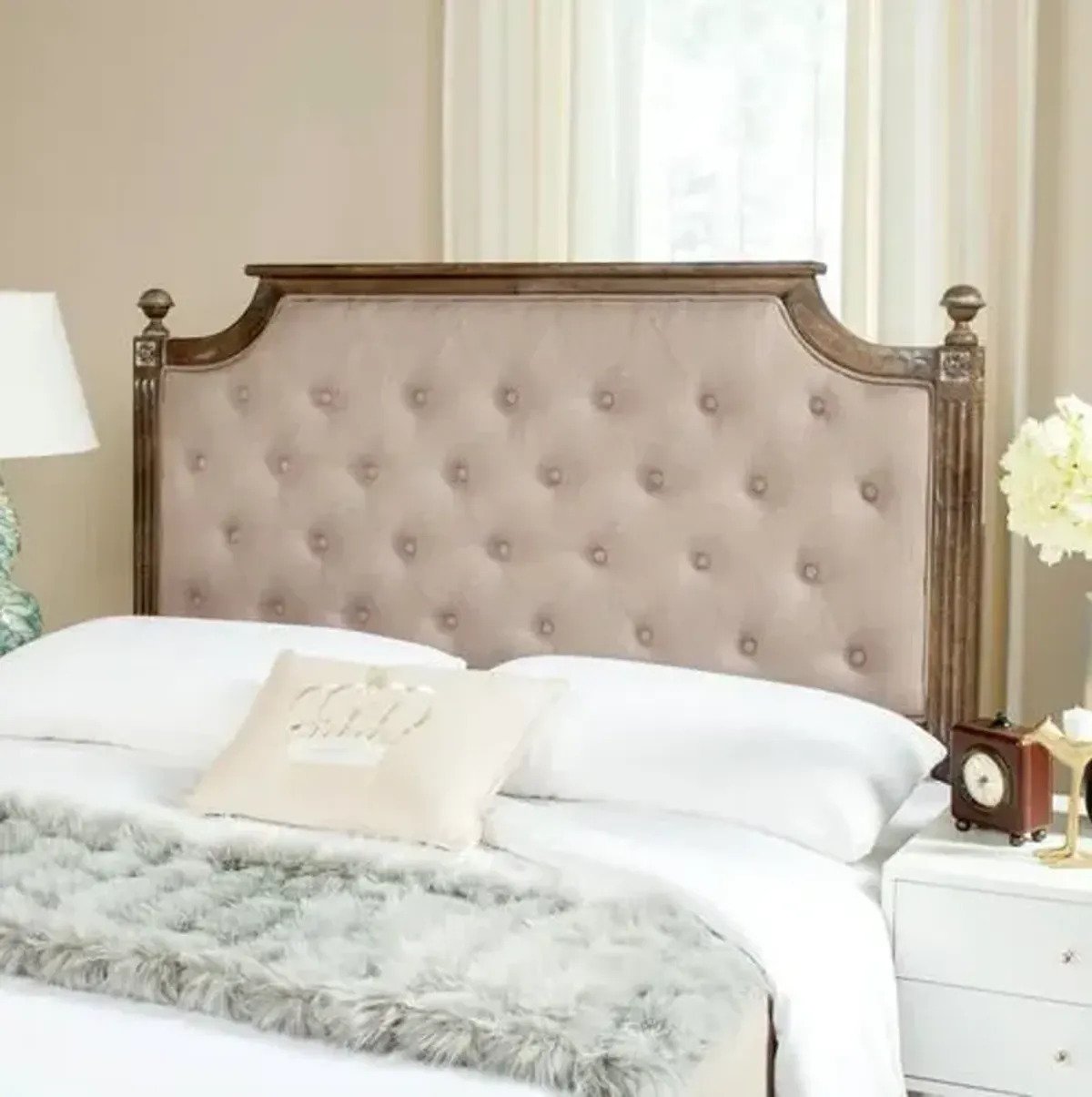 Hamel Tufted Headboard - Taupe Linen - Beige