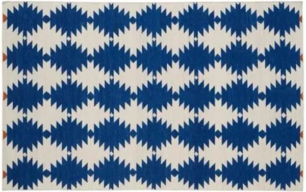 Elsa Flat-Weave Rug - Navy/Beige - Blue - Blue