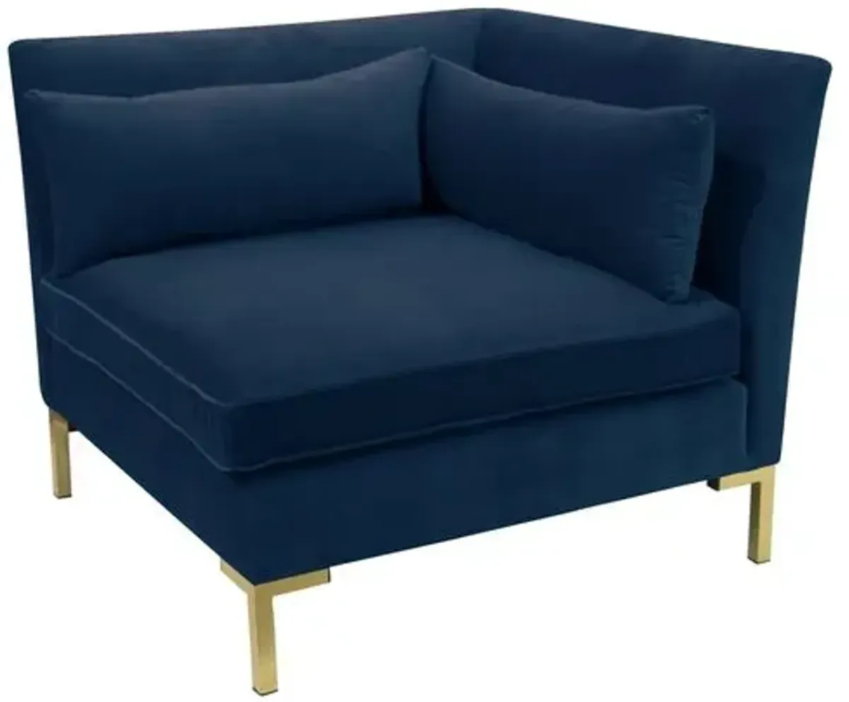 Marceau Velvet Reversible Sectional - Handcrafted - Blue