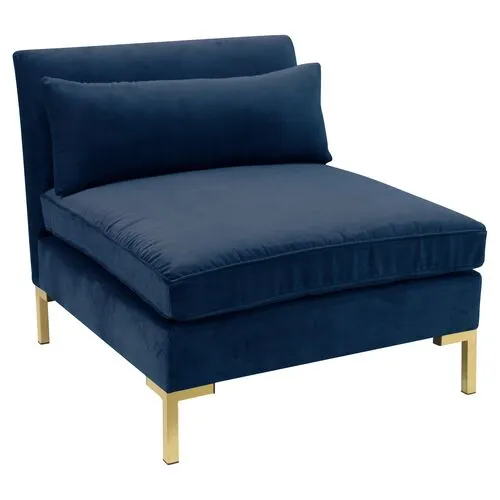 Marceau Velvet Reversible Sectional - Handcrafted - Blue