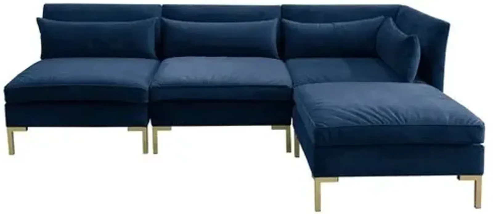 Marceau Velvet Reversible Sectional - Handcrafted - Blue