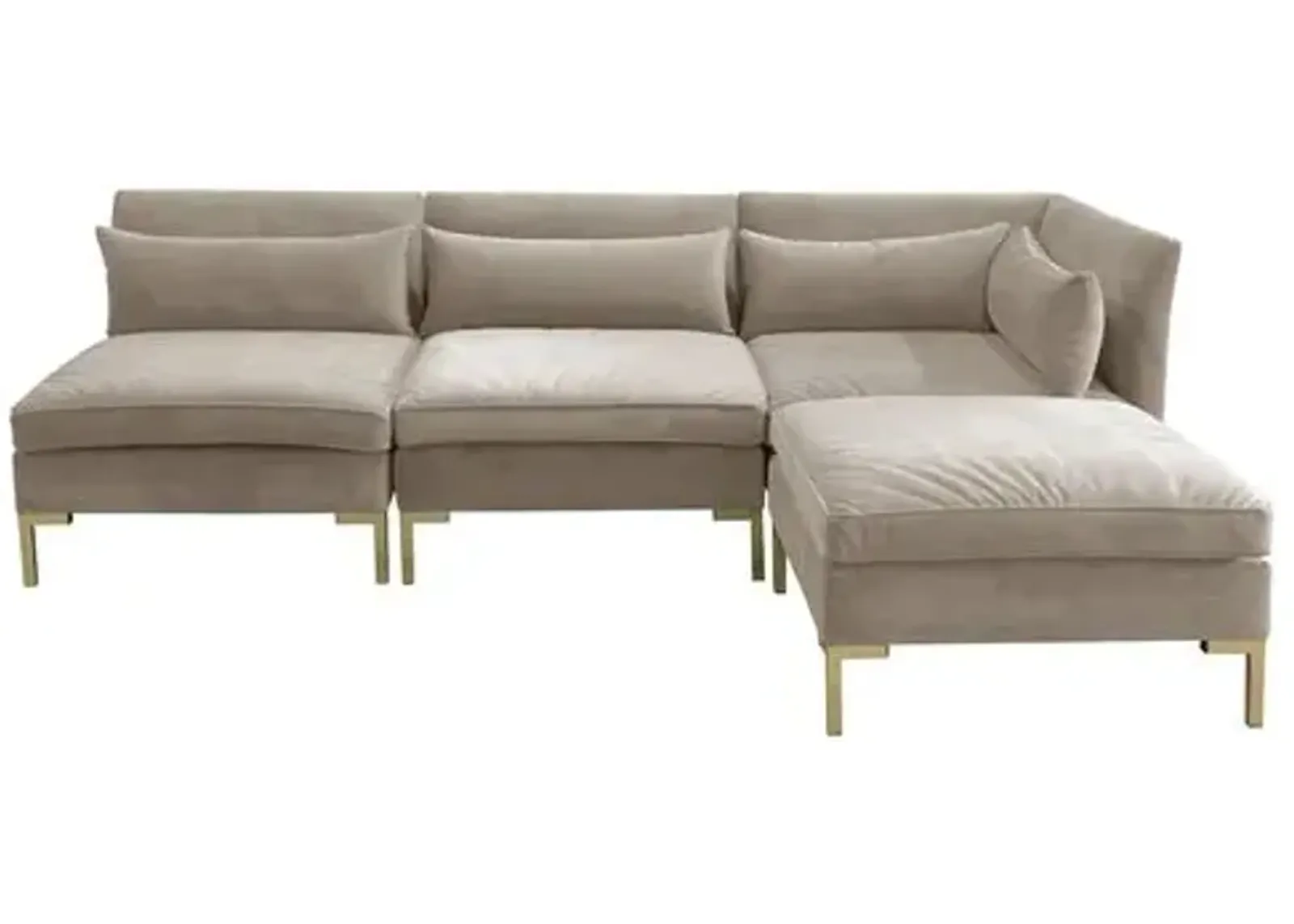 Marceau Velvet Reversible Sectional - Handcrafted - Gray