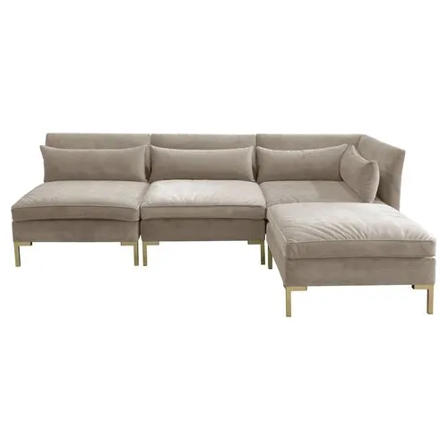 Marceau Velvet Reversible Sectional - Handcrafted - Gray