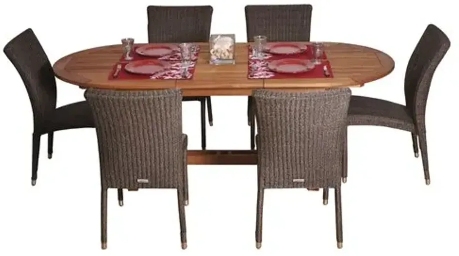 Lemans Eucalyptus 7Pc Outdoor Dining Set - Brown