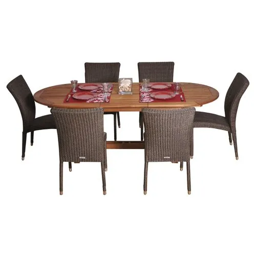 Lemans Eucalyptus 7Pc Outdoor Dining Set - Brown