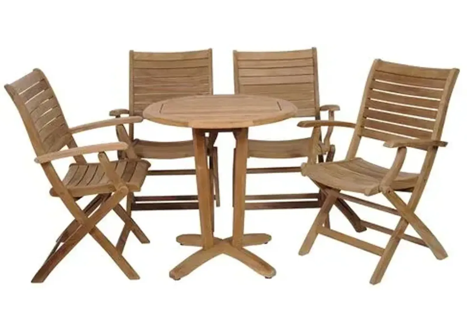 Aruba 5-Pc Outdoor Bistro Teak Dining Set - Natural - Brown