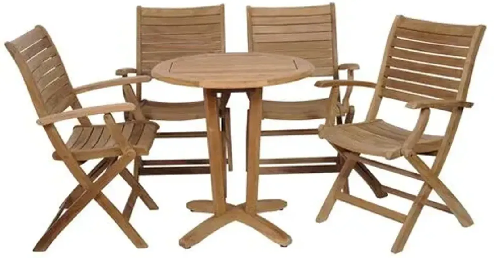 Aruba 5-Pc Outdoor Bistro Teak Dining Set - Natural - Brown