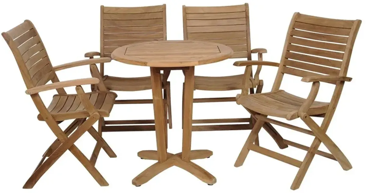 Aruba 5-Pc Outdoor Bistro Teak Dining Set, Natural