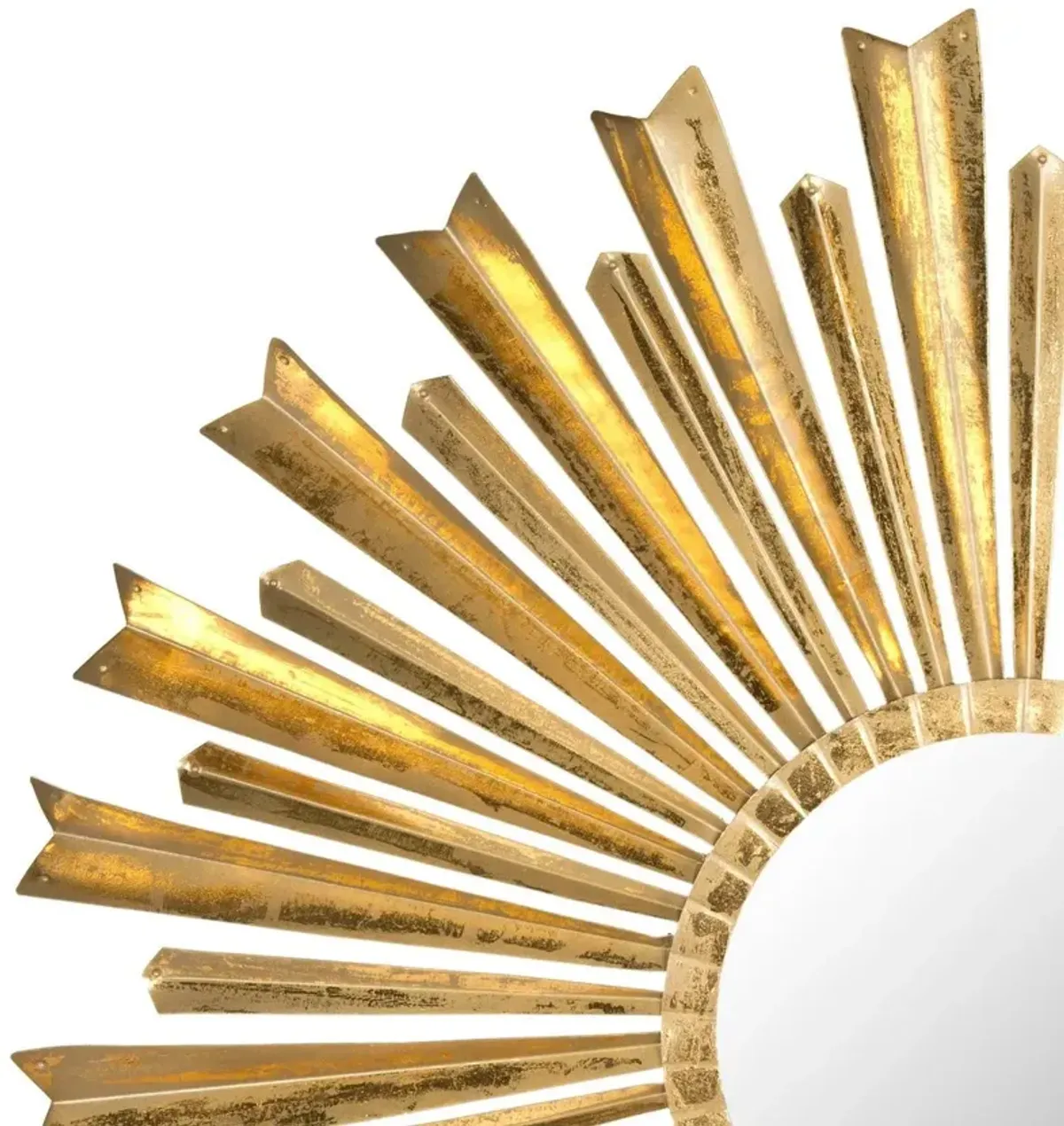 Morgan Round Sunburst Wall Mirror, Antiqued Gold