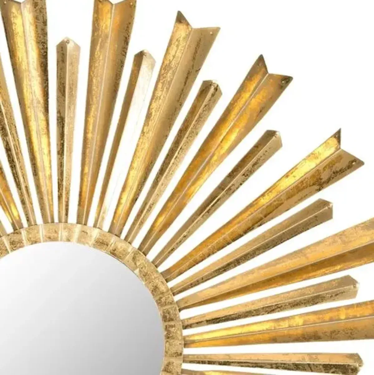 Morgan Round Sunburst Wall Mirror - Antiqued Gold