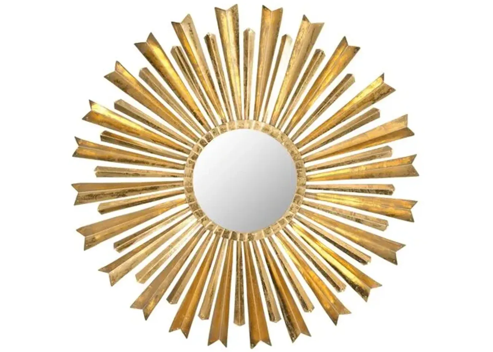 Morgan Round Sunburst Wall Mirror - Antiqued Gold