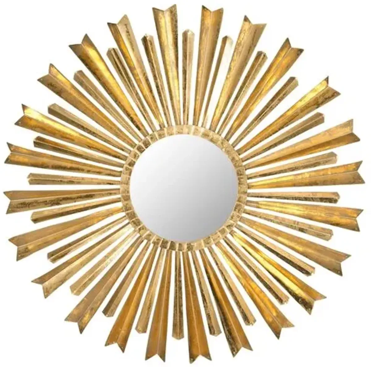 Morgan Round Sunburst Wall Mirror - Antiqued Gold