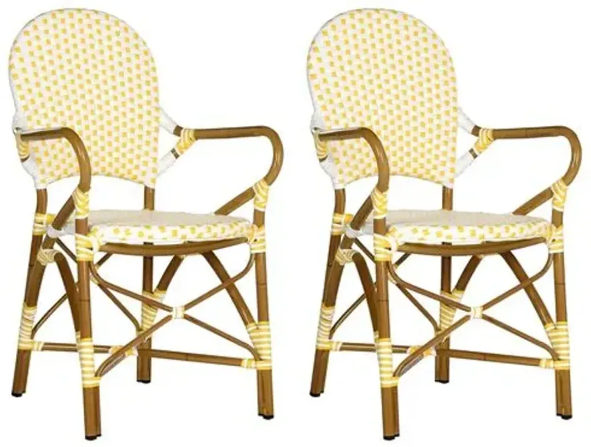 Set of 2 Odeon Indoor/Outdoor Rattan Armchairs - Yellow