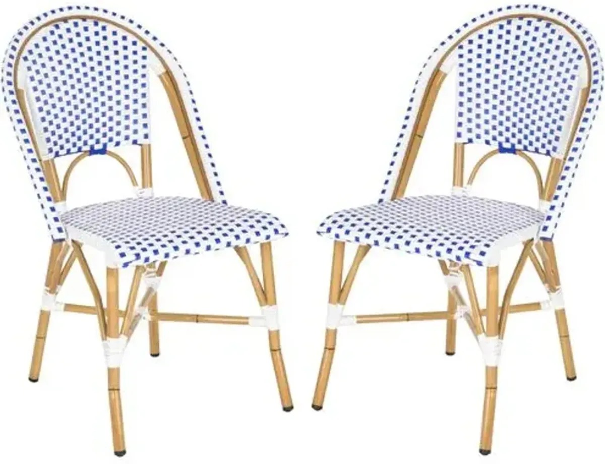 Set of 2 Odeon Stackable Outdoor Bistro Side Chairs - Blue