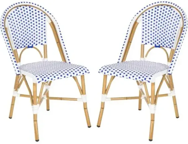 Set of 2 Odeon Stackable Outdoor Bistro Side Chairs - Blue