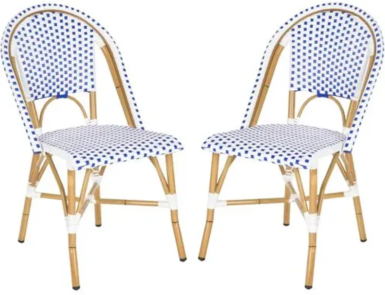 Set of 2 Odeon Stackable Outdoor Bistro Side Chairs - Blue