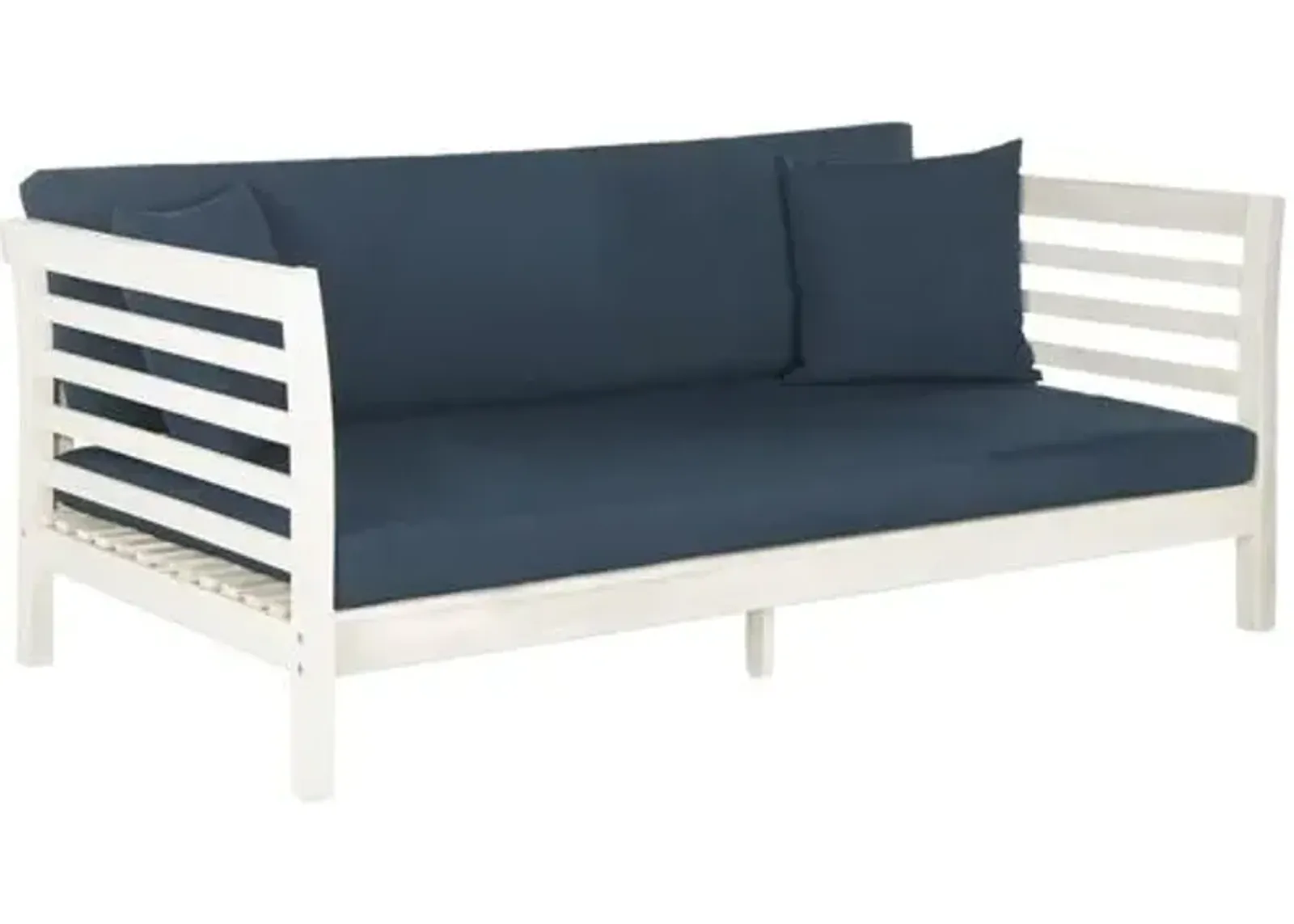 Sandy Outdoor Daybed - White/Navy - Blue - Comfortable, Sturdy