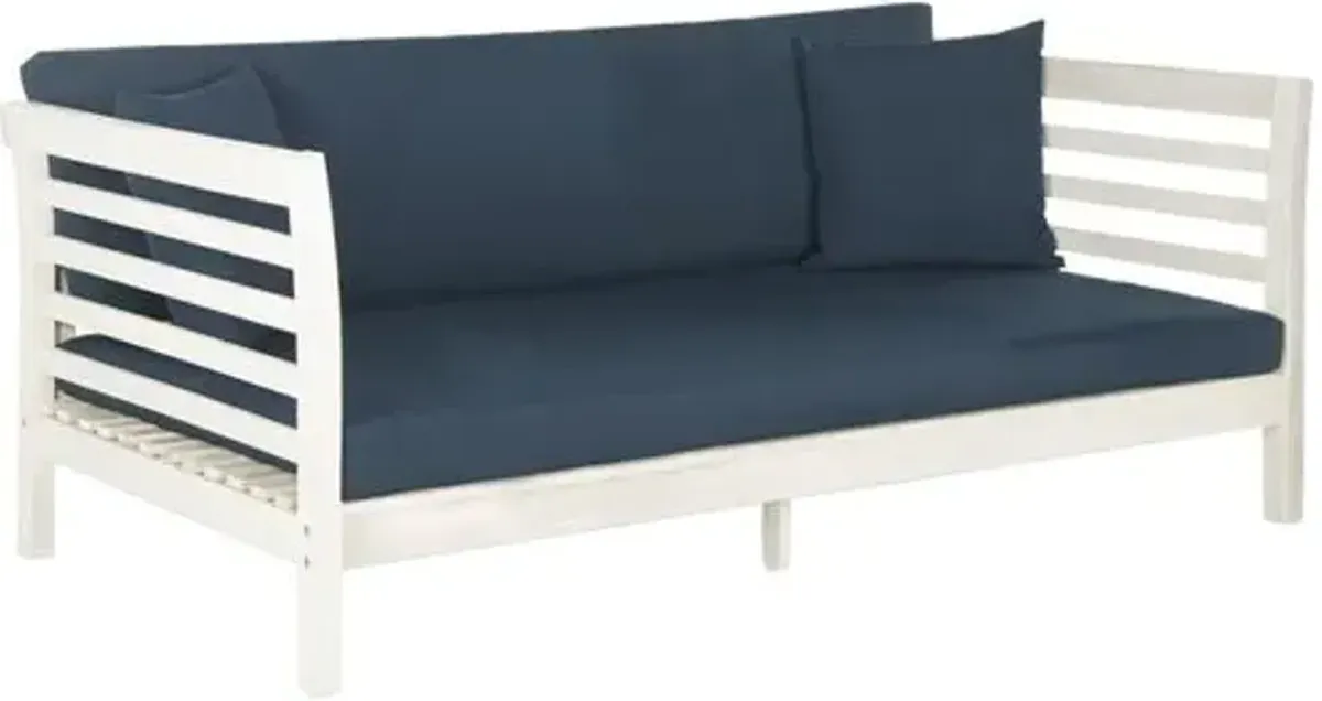 Sandy Outdoor Daybed - White/Navy - Blue - Comfortable, Sturdy