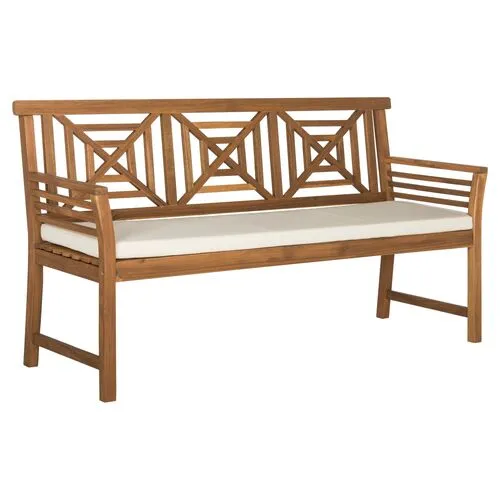 Angela Outdoor Bench - Brown - Beige