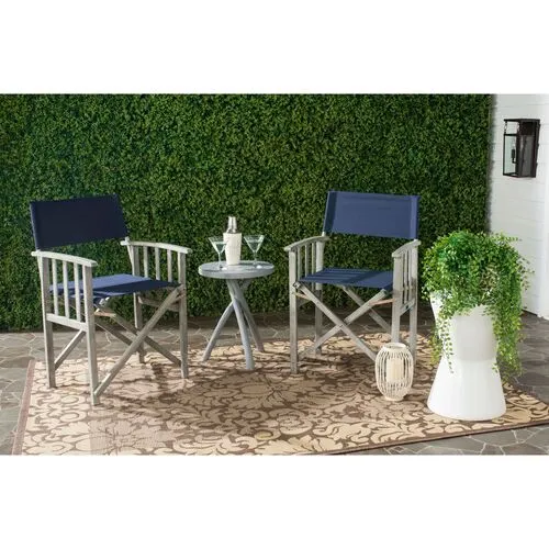 Set of 2 Miles Outdoor Director's Chairs - Navy/Gray - Blue