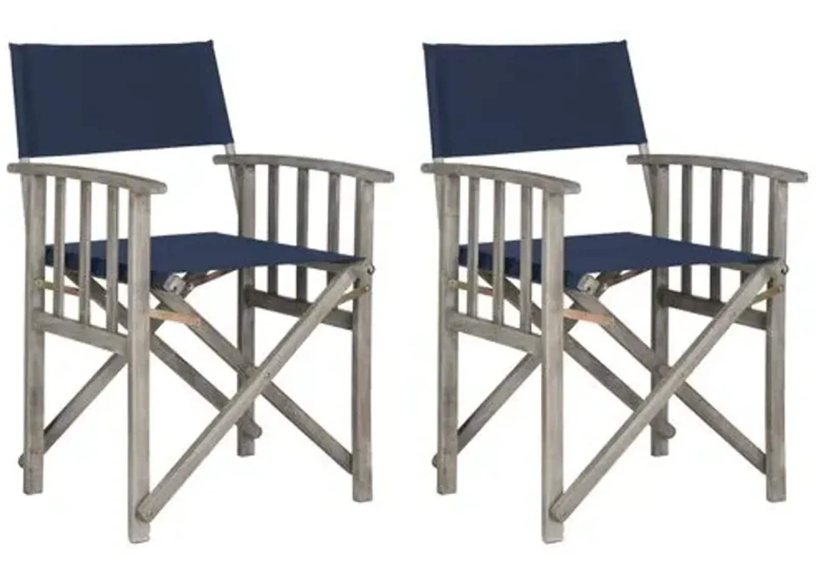 Set of 2 Miles Outdoor Director's Chairs - Navy/Gray - Blue