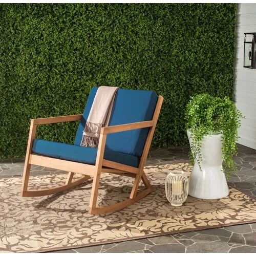 Lindsey Outdoor Rocking Chair - Navy/Natural - Blue