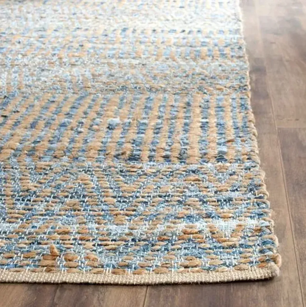 Faley Jute Rug - Natural/Blue - Blue