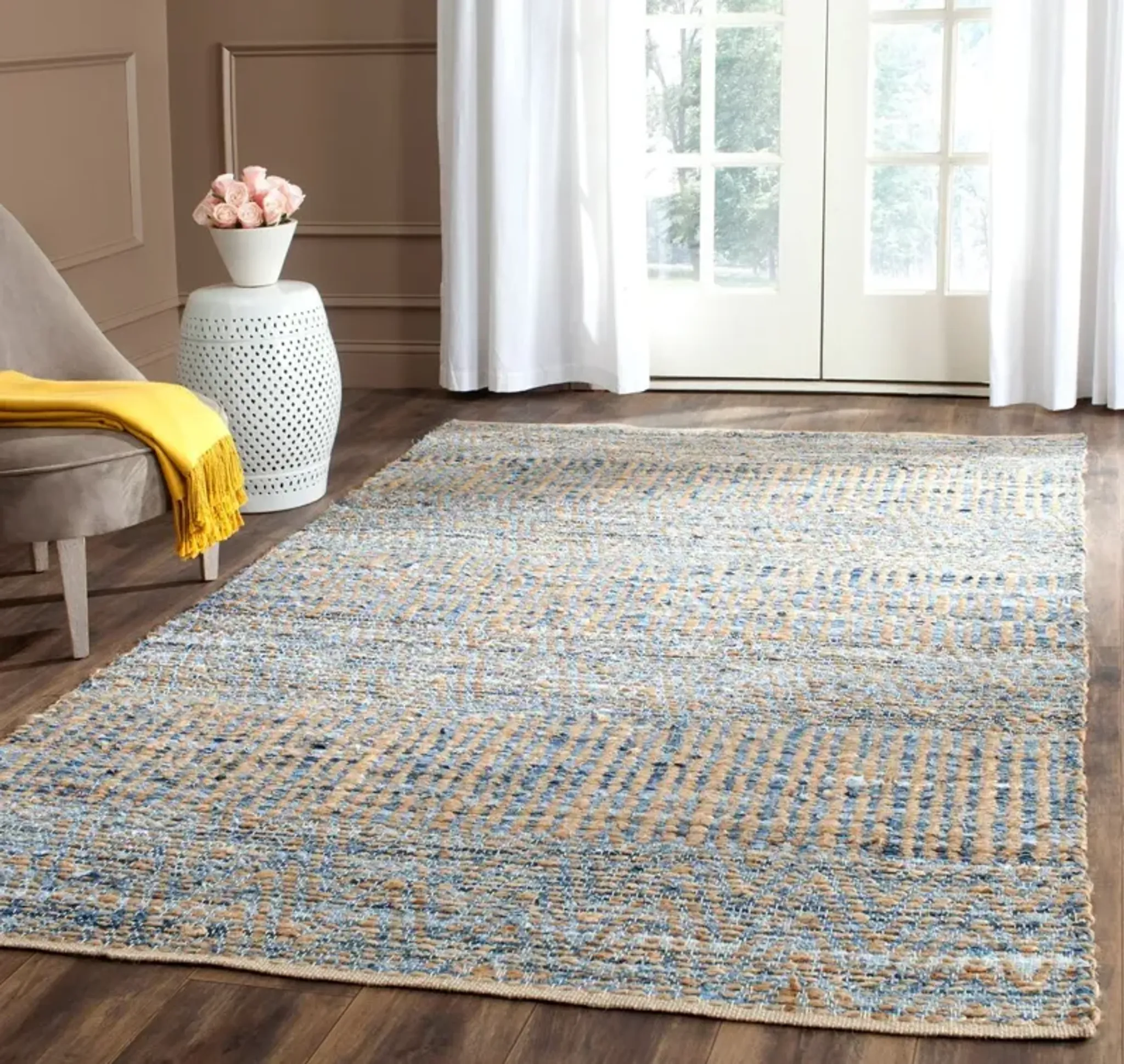 Faley Jute Rug Naturalblue Blue One Kings Lane | Furniture.com