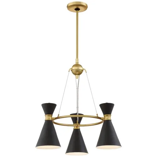 Conic 3-Light Chandelier - Honey Gold - Black