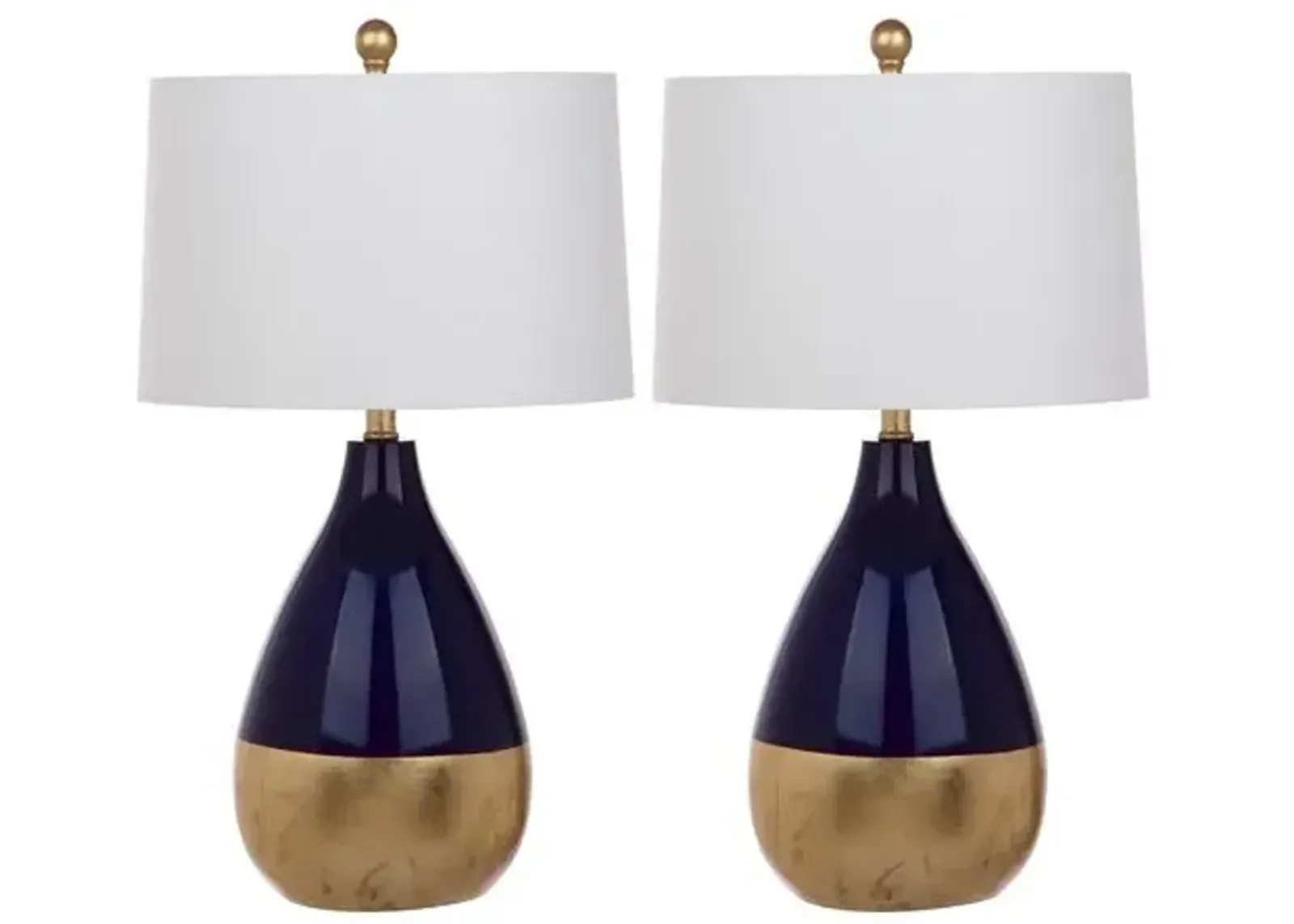 Set of 2 Claudia Table Lamps - Navy/Gold