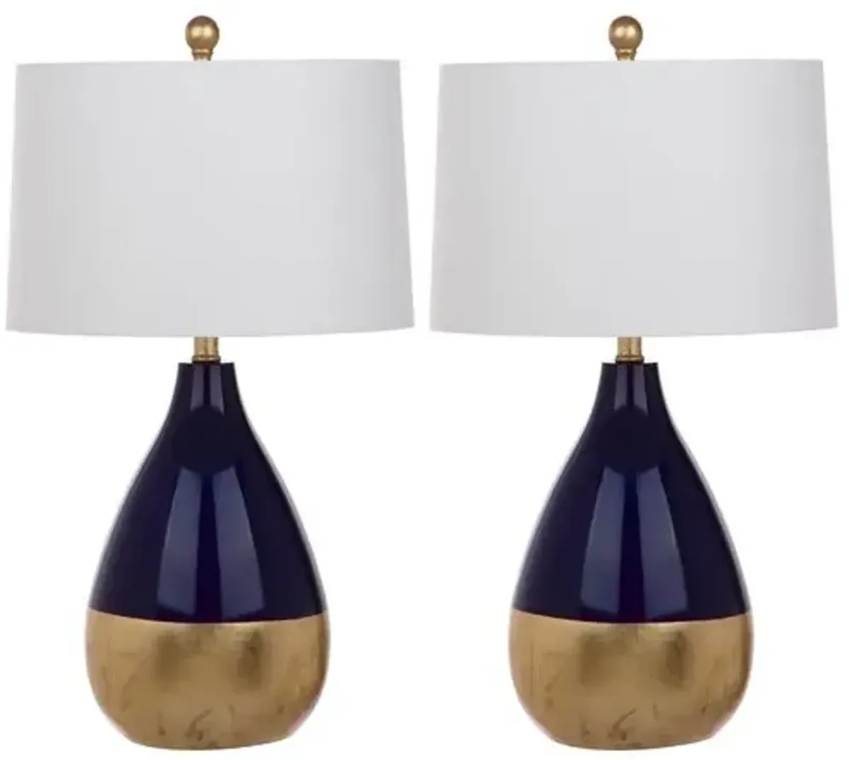 Set of 2 Claudia Table Lamps - Navy/Gold