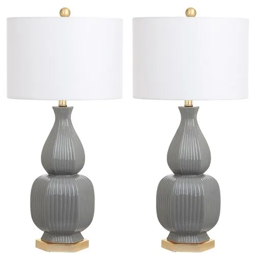 Set of 2 Abel Table Lamps - Gray