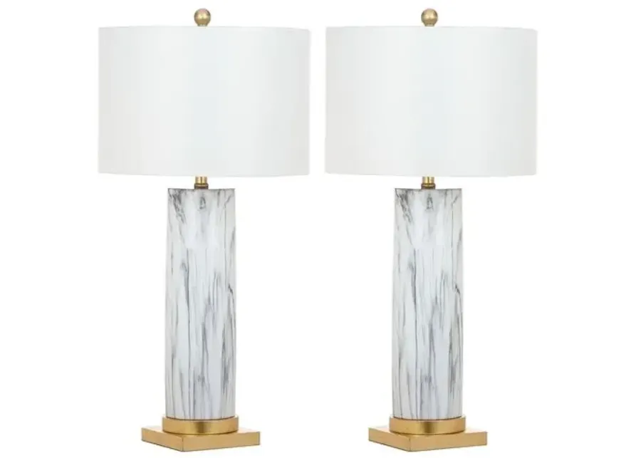 Set of 2 Abdella Table Lamps - Black/White