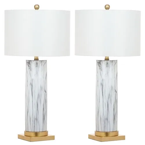 Set of 2 Abdella Table Lamps - Black/White