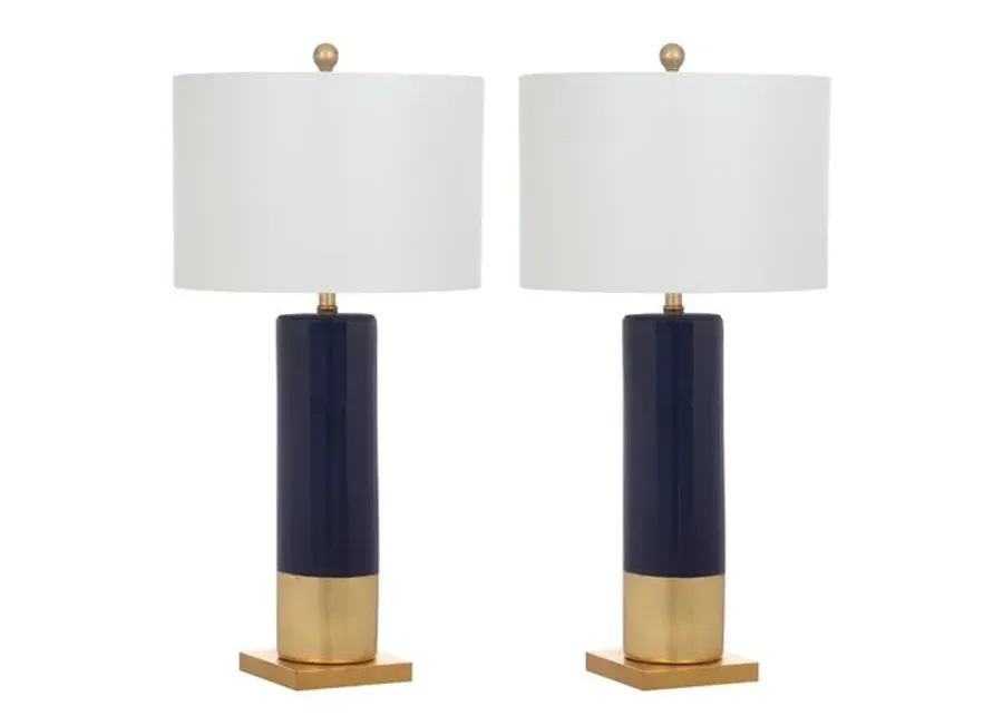 Set of 2 Calus Table Lamps - Navy/Gold